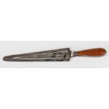A silver bookmark, Adie and Lovekin, Birmingham 1904, of elongated trowel form with stone set