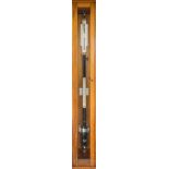 A fortin stick barometer, mid 20th century, within a glazed mahogany case, 43in.(109.3cm.).