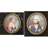 A pair of oval miniatures, 'Nelson and Emma Hamilton', early 20th century. (2)