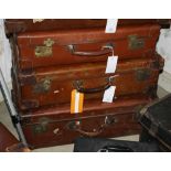 Two vintage suitcases by H. J. Cave and Sons of London, one early 20th century, two button slide