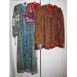 An Anokhi Indian printed cotton dress, 1970s, with drawn string sleeves, size medium; together with