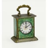 A good French miniature enamelled mantel clock, late 19th century, signed Brevet to base, with