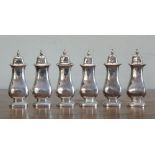 A set of six George V silver pepper casters, Goldsmiths & Silversmiths Co. Ltd., London 1925, of