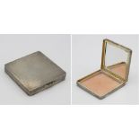 A Mappin & Webb silver compact, Birmingham 1967, square with engine turned decoration, with