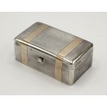 A George V gold and silver ring box by Sampson & Mordan, London 1912, rectangular form, the engine