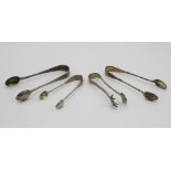 Three pairs of Victorian and Edwardian silver sugar tongs, by William Hutton & Sons, London 1888;