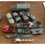 An assorted lot of diecast vehicles by Dinky, Corgi and Tri-ang Minic, mostly military,
