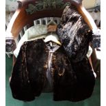 A 1930s fur shoulder cape and matching muff, possibly mole fur, together with a similar white