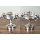 A pair of George V silver pedestal bon-bon dishes, Charles S. Green & Co. Ltd., Birmingham 1913,