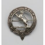 A Scottish silver Sutherland Clan brooch, Thomas Kerr Ebbutt, Edinburgh 1954, with the motto 'Sans