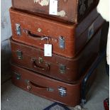 A Rev-Robe ladies suitcase, 1930s, rectangular form, chromed Art Deco style locks to front,