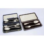 Two Victorian cased christening fork and spoon sets, one by Deakin & Francis Ltd., Birmingham 1896;