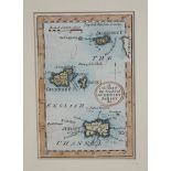 A small hand coloured engraved book plate map of the Channel Islands, 19th century, 5 x 3in. (12.75