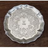 A Victorian silver card salver, Goldsmiths Alliance Ltd. (Samuel Smily), London 1871, circular with