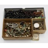 A mixed lot of silver and costume jewellery, early to mid-20th century,