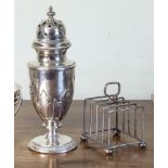 A George V silver four division toast rack, William Hutton and Sons Ltd., London 1923, with square