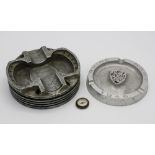 Two alloy WW2 military ashtrays, comprising one inscribed 'Rhine Army 1946', the other made from