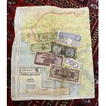 A WW2 military double sided silk map, Sheets J - French Indo China (Central) and Siam (Thailand) (