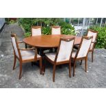 Vintage G Plan dining table and six chairs to include two carvers.