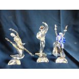 Boxed Swarovski "Magic of Dance" series Antonio, Isadora and Anna, figurines with display stands and