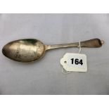 An 18th century Jersey silver Trefid spoon initials GM a/f.