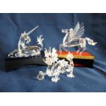 Boxed Swarovski crystal "Fabulous Creatures" series consisting of The Unicorn, The Pegasus and The