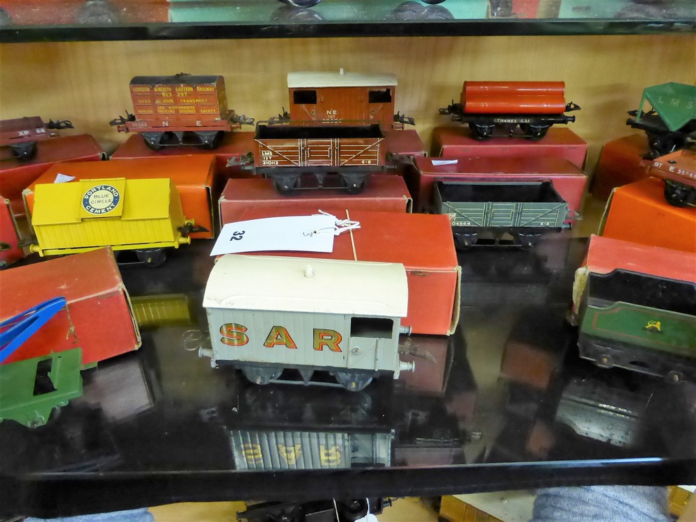 A quantity of various 1950s boxed O gauge Hornby freight stock (13); comprising Goods brake van NE