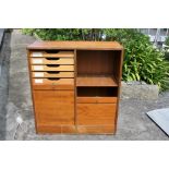 A vintage double roll down door file/specimen cabinet.