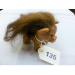 A c1964 2.5in high brown mohair 'Dam Things' horse Troll.