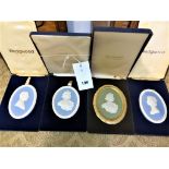 Cased Wedgwood Royal Commemorative medallions/plaques (4).