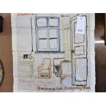 A WWII emroidery by J.S. Mertt showing 'Esther's Corner In Room 16', Barrack One, Biberach, P.O.W./