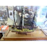 A cased model ship 'HMS Victory'.