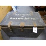 A WWII German Occupation wooden box translation 'Box for Printing' plus Occupation wooden case