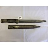 A German WWII bayonet and scabbard.