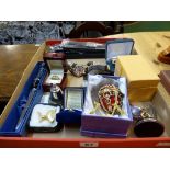 Various watches, ladies gold rings, Faberge style eggs, paper knife etc.