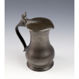 A rare 18th century Channel Islands pewter flagon, half pint size, Guernsey flagon Type II,