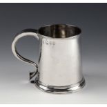 A rare George II Channel Islands silver half pint straight sided tankard, c.1750, maker's mark GH,