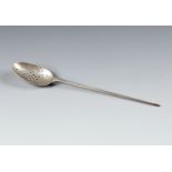 An extremely rare George II Channel Islands silver mote spoon, maker's mark IH struck once (Jean