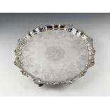 A George II Channel Islands silver waiter, maker's mark GH to the base, also with hatched heart