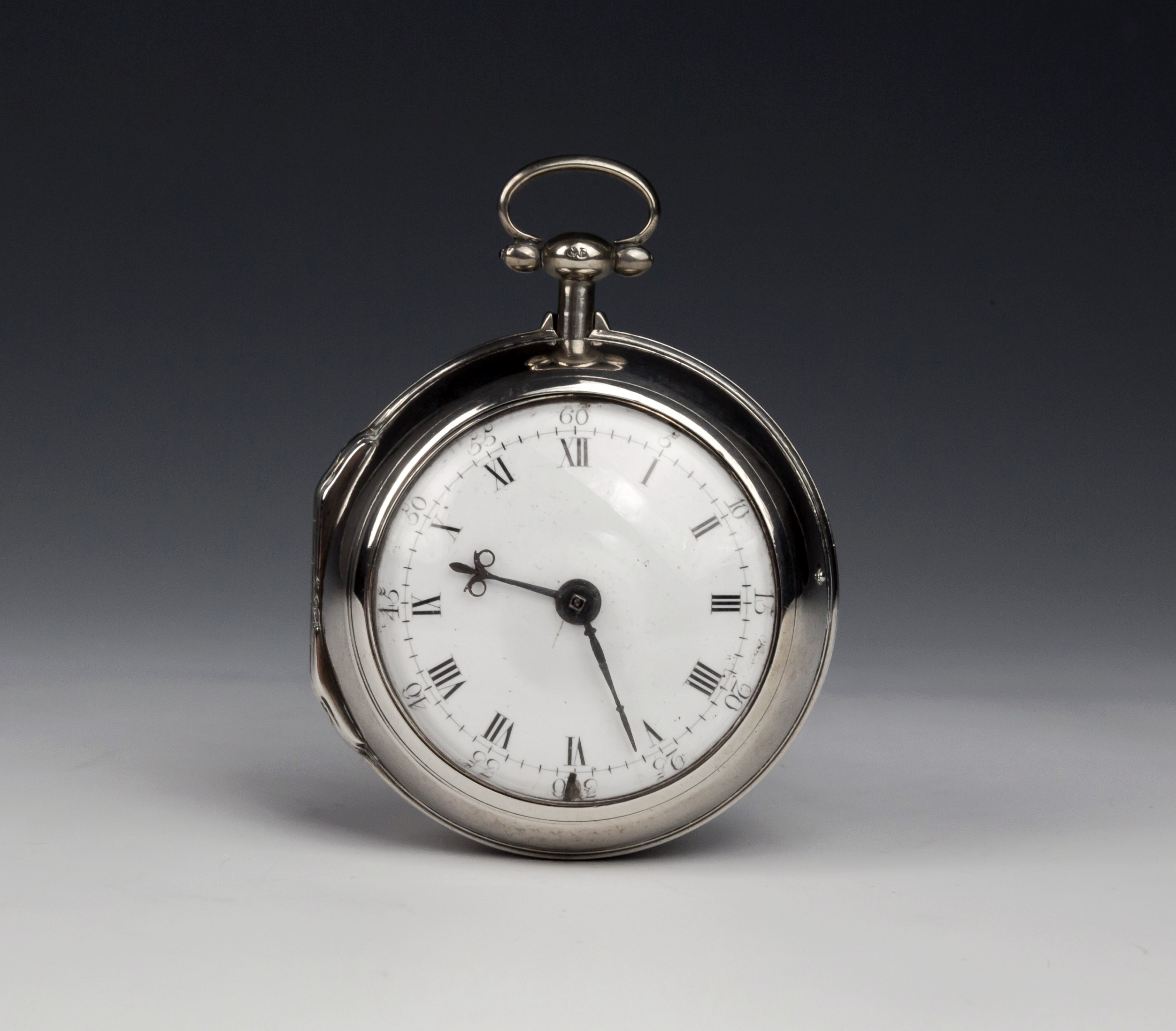 A George III silver pair cased fusee pocket watch by B. Rogers of London, the plain pair case