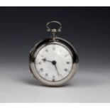A George III silver pair cased fusee pocket watch by B. Rogers of London, the plain pair case