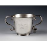 An 18th century Channel Islands silver christening cup, maker's mark GH struck three times to