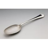 A George II Channel Islands Hanoverian pattern soup spoon, maker's mark GH struck once, plus a