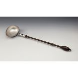 A rare George II Channel Islands silver punch ladle, maker's mark PM struck once inside bowl (Pierre