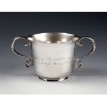 An 18th century Channel Islands silver christening cup, maker's mark GH struck three times to