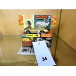 A Corgi 261 James Bond Aston Martin D.B.5. Original box with secret instructions and leaflet.