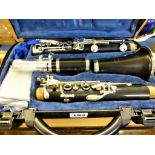 A cased Buffet Paris clarinet.