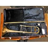 A Yamaha YSL 681B Professional trombone with case.