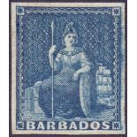 Barbados Stamps : 1855 1d Deep Blue, fine mounted mint,