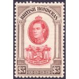 British Honduras Stamps: 1938 $5 Scarlet and Brown,